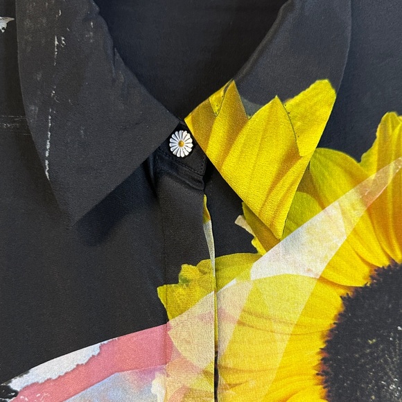 Alice + Olivia Willa Floral Print Silk Placket Blouse Top Size L - Picture 4 of 9